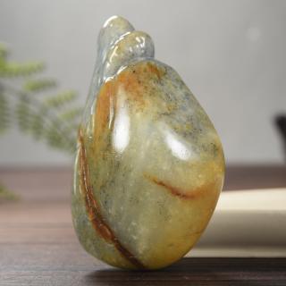 疆友 孤品 和田玉青花玉籽料鹰头把件 男款礼物 手把玩件 308克